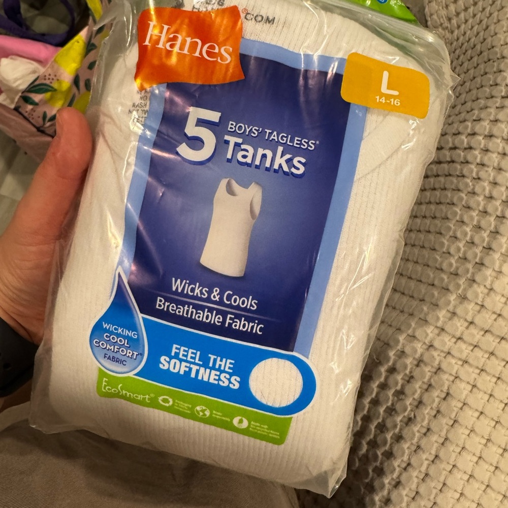 Hanes Boys' Tagless Tanks - White